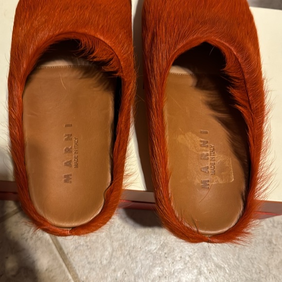 Marni Fussbett Sabot Long Hair Orange Easy Mule 45/12 NWT